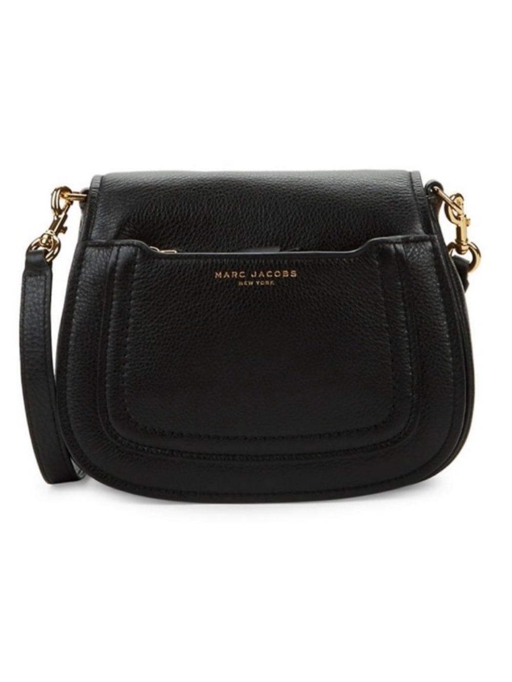 Marc Jacobs Empire City Crossbody Saddle Bag Black Pebbled Leather
